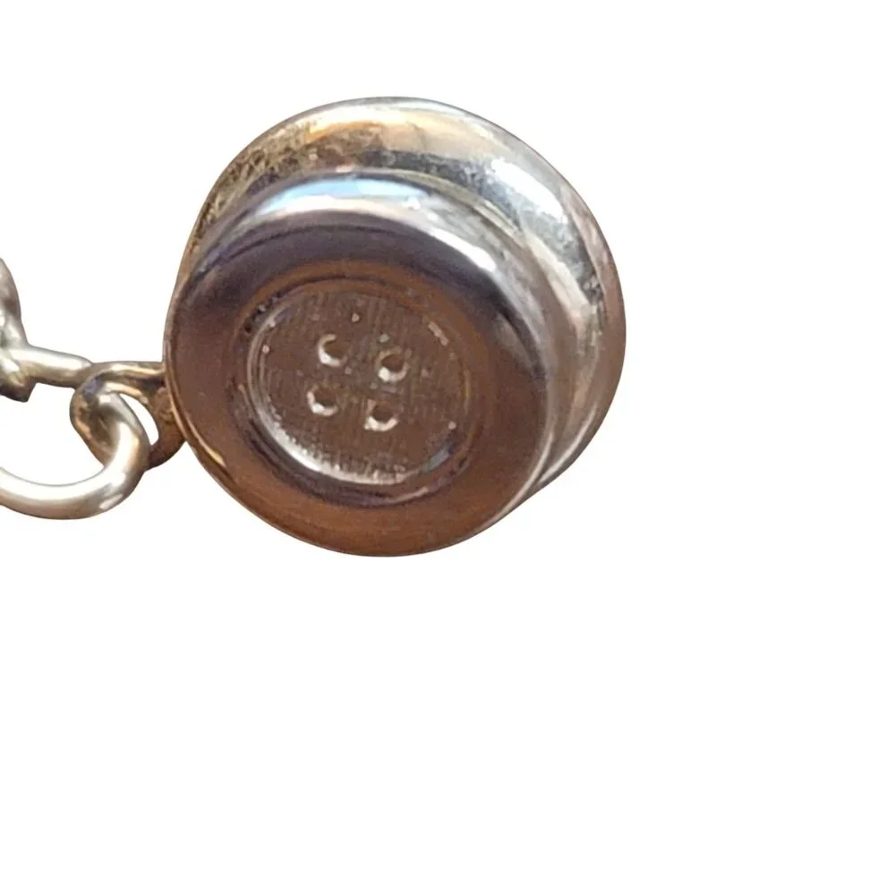Vintage Swank Gold-Tone Button Style Tie Tack With Chain & Bar